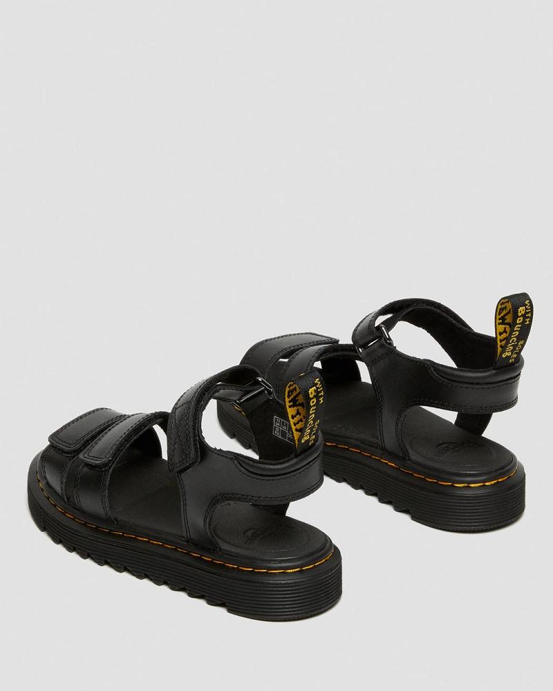 Kids' Dr Martens Junior Klaire Leather Strap Sandals Black | AU 719CTV